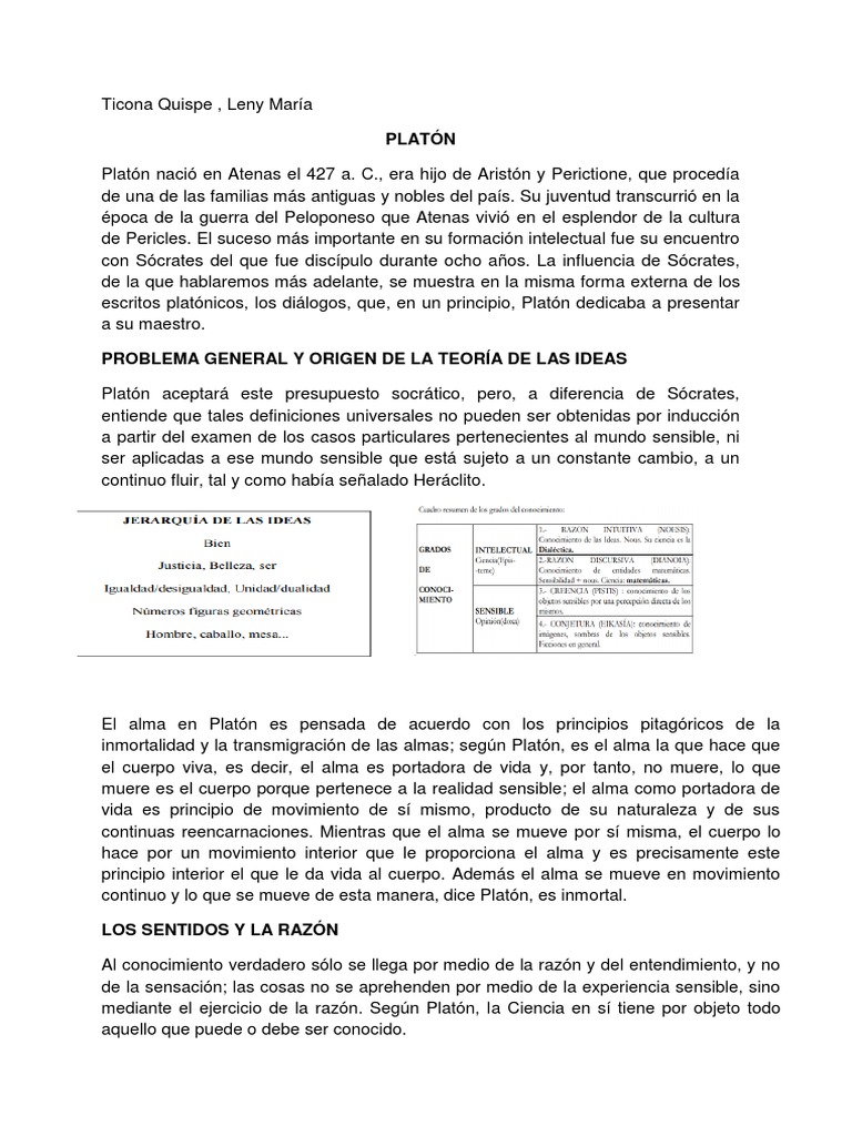 Platon | PDF | Platón | Conocimiento