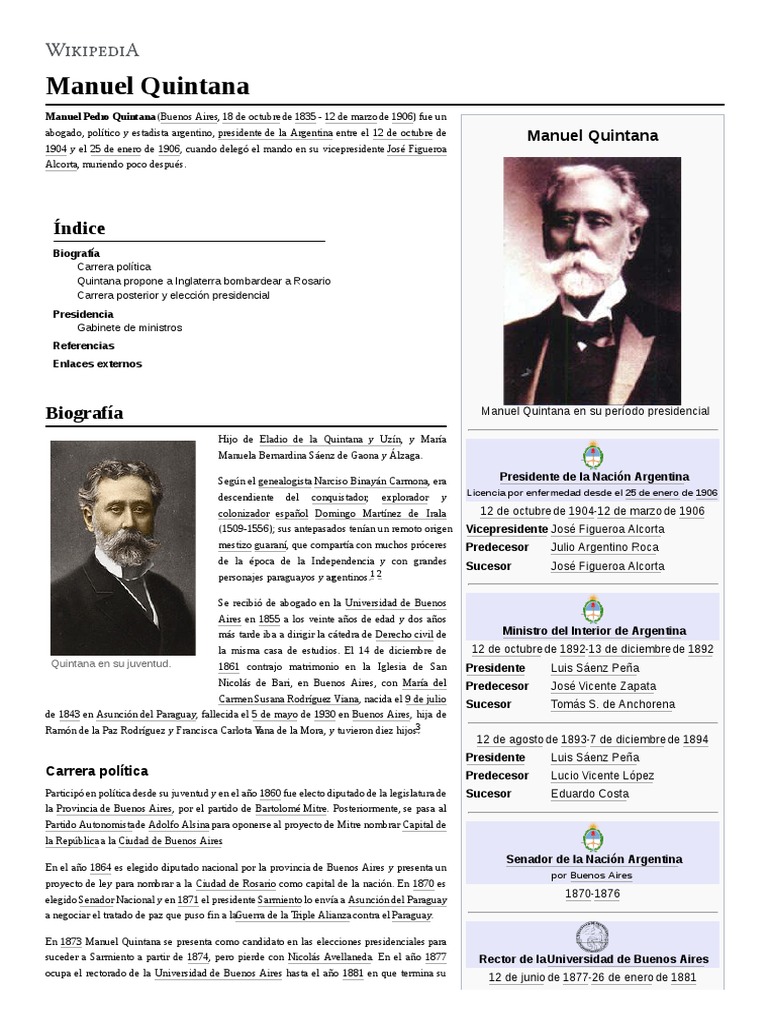 Manuel Quintana | PDF | Gobierno | Buenos Aires