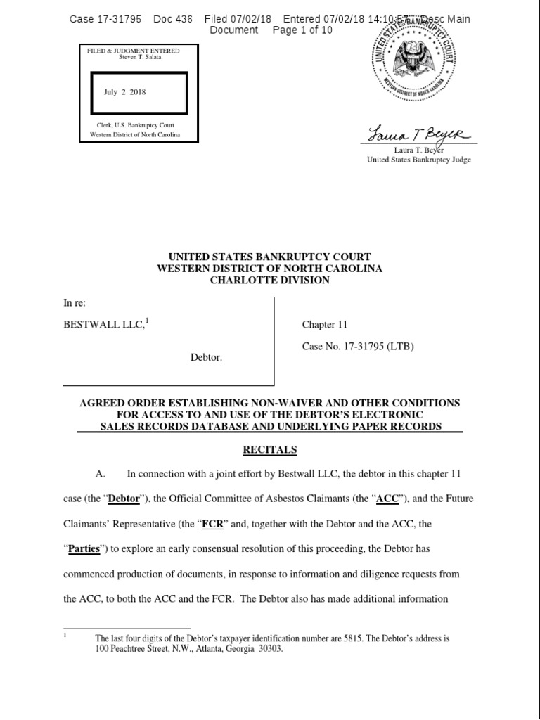 Bestwall LLC Bankruptcy Sales Records Access | PDF | Discovery (Law ...