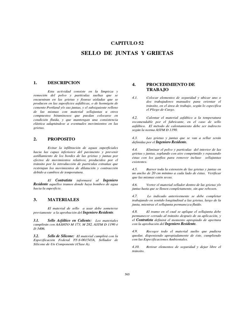 Procedimiento para sellar grietas y juntas en superficies de concreto y ...