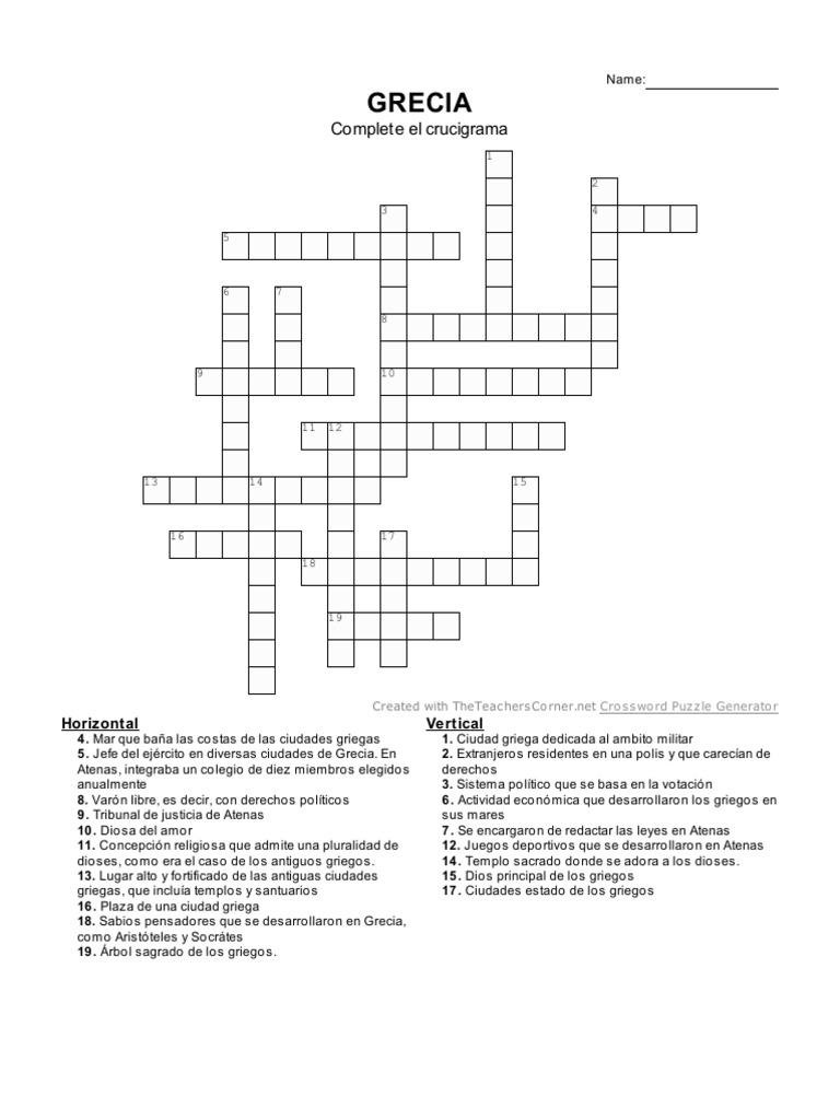 Crucigrama 7 Basic Grecia Política