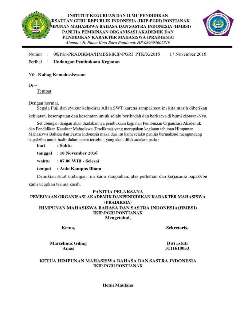 Surat Undangan Dosen | PDF