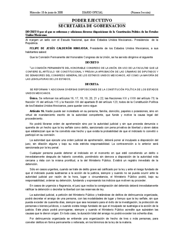 Reforma Al Sistema de Justicia Penal en México | PDF | Procedimiento ...