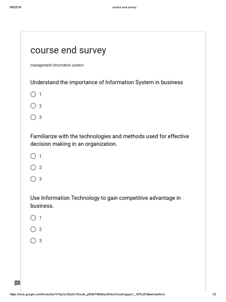 Course End Survey Mis | PDF