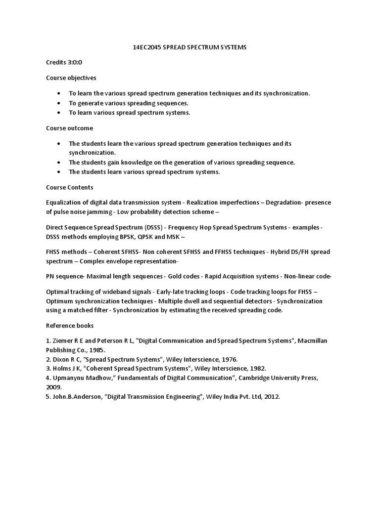 Spread Spectrum Systems Overview | PDF | Computers | Technology ...