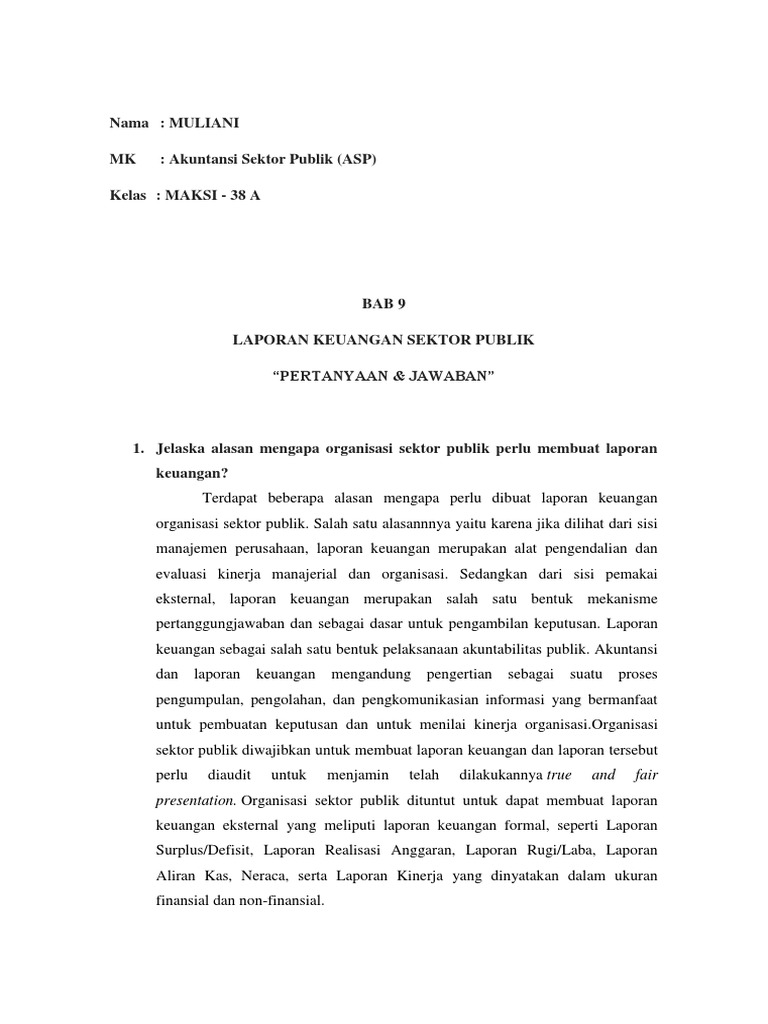 Pertanyaan Dan Jawaban Tentang Penganggaran Sektor Publik