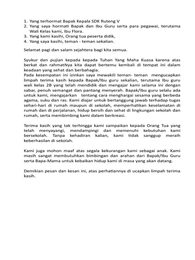 Surat Kepada Guru Kelas