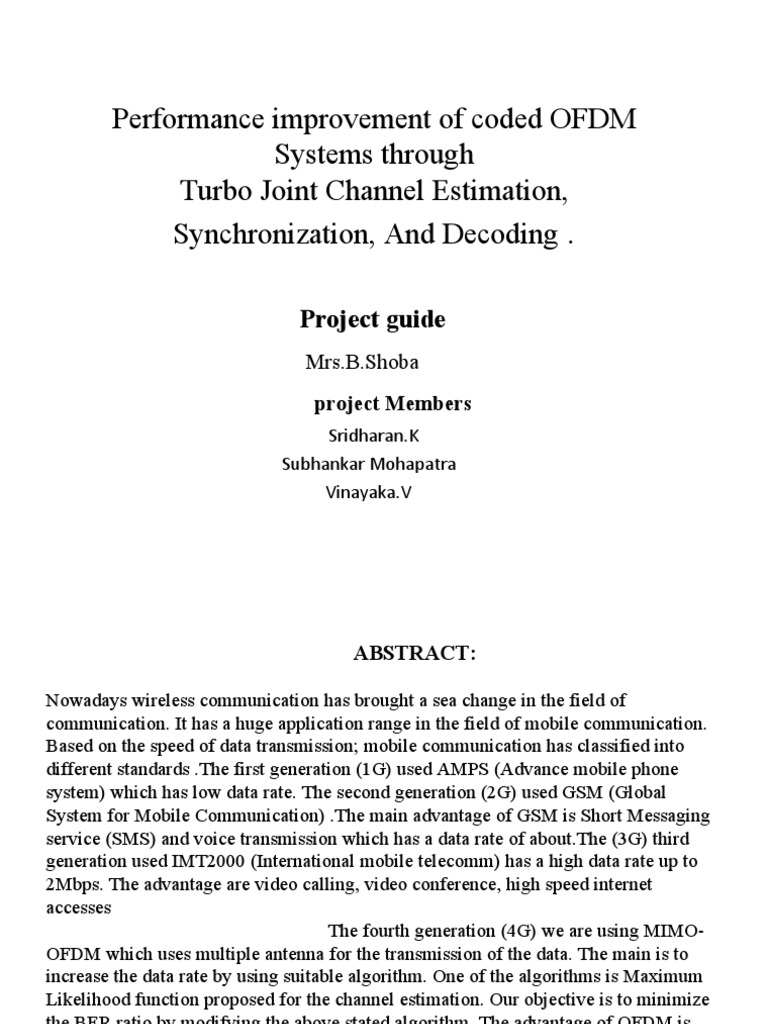 Performance Improvement of Coded OFDM Systems Through Turbo Joint ...
