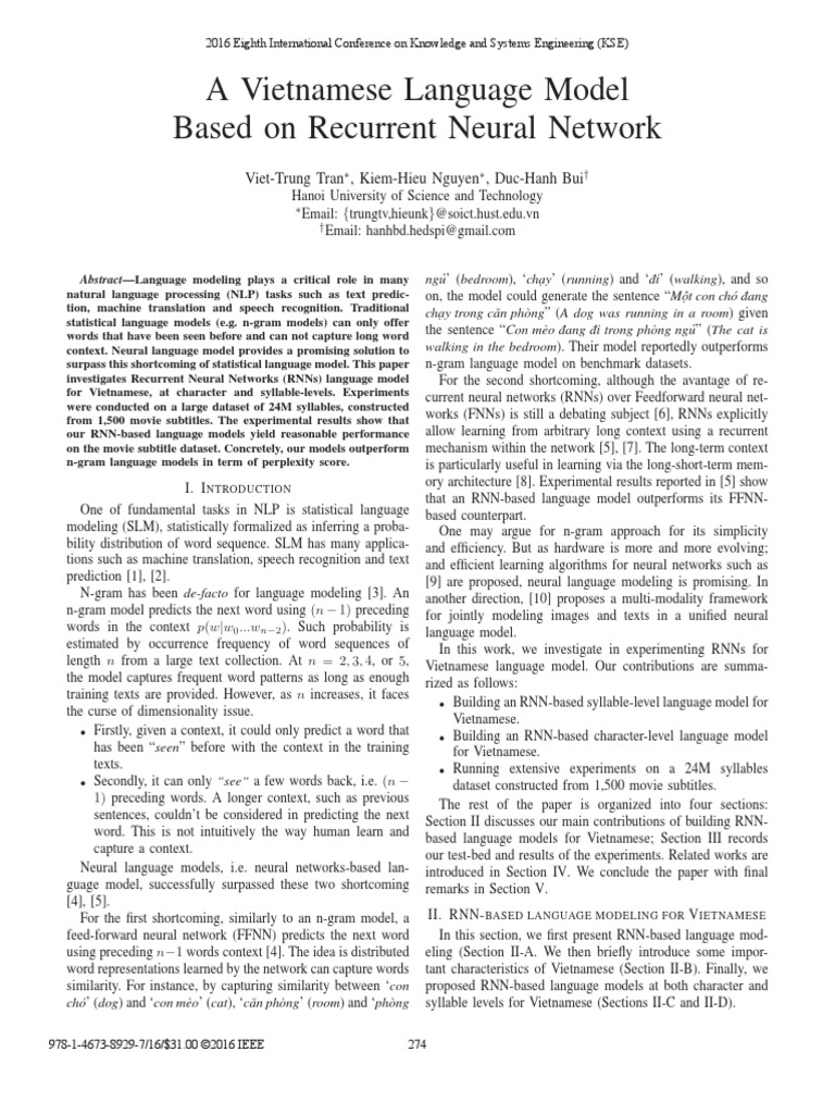 A Vietnamese Language Model Based On Recurrent Neural Network | PDF ...