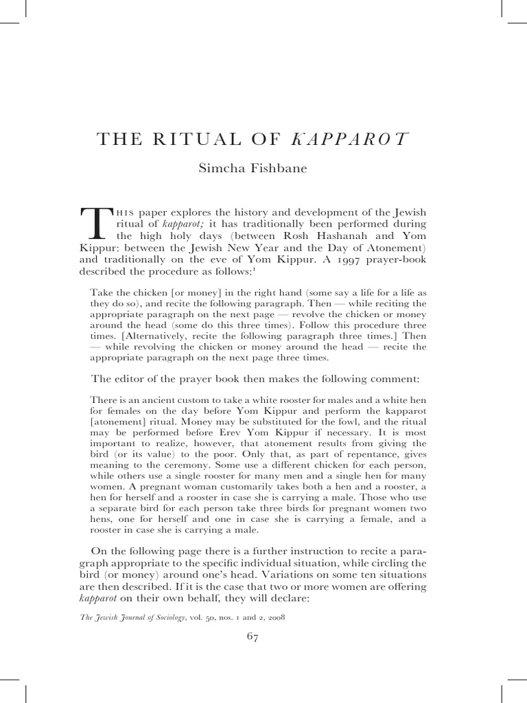 Theritualofkapparot: Simcha Fishbane | PDF | High Holy Days | Jewish ...