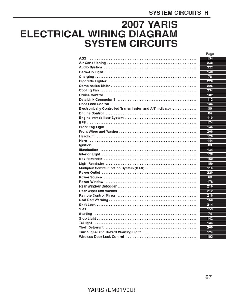 Yaris Electrical Wiring Diagram PDF Motor Vehicle Manufactured Goods