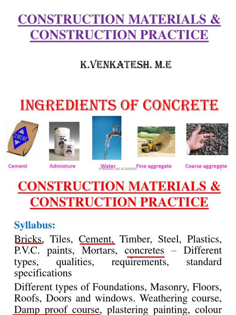 Construction Materials Overview and Notes | PDF | Concrete | Rock (Geology)