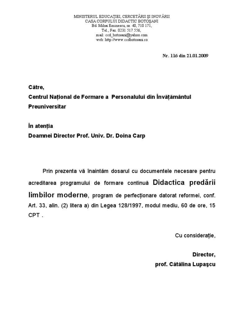 Adresa Inaintare Pdf