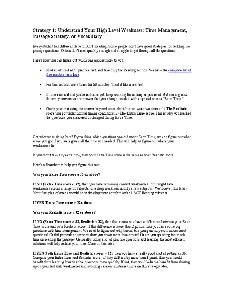 ACT Reading Strategies for Success | PDF | Question | Reading (Process)