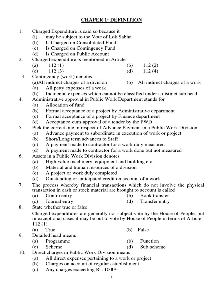 Print MCQ - CPWD MADE EASY - Upto Works Accounts | PDF | Cheque | Payments
