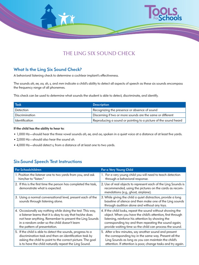 Ling Six Sound Check for Children | PDF | Speech | Sound