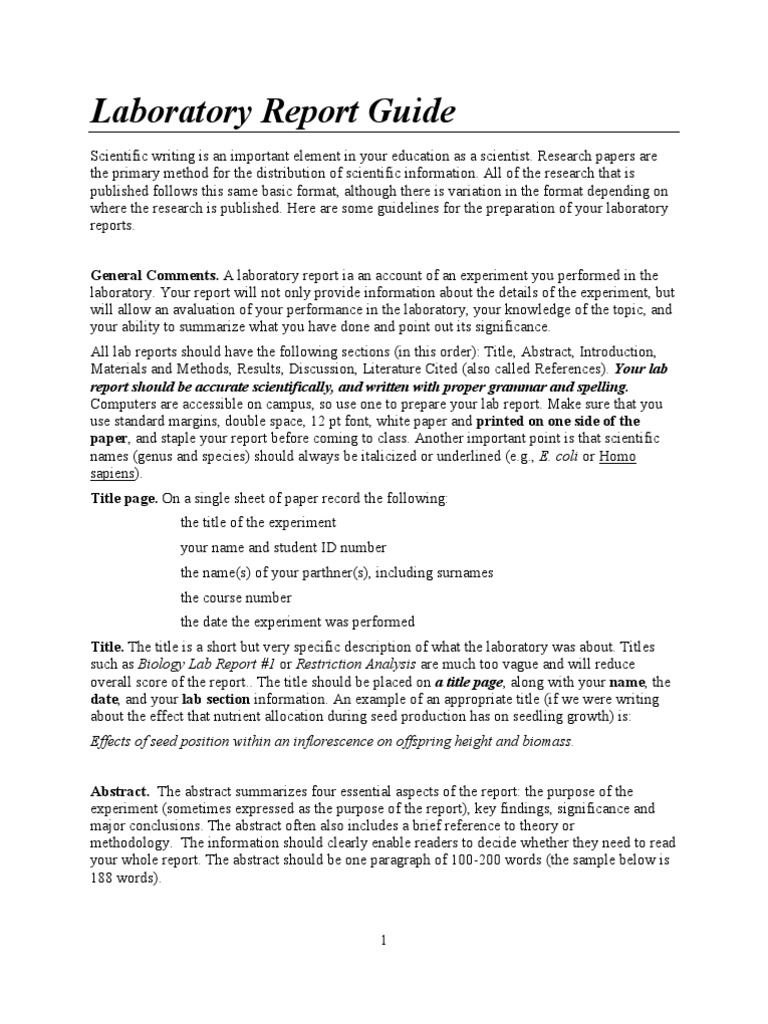 How To Write A Lab Report PDF Molecular Cloning Gene