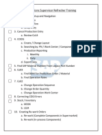 Operations Supervisor SAP Checklist