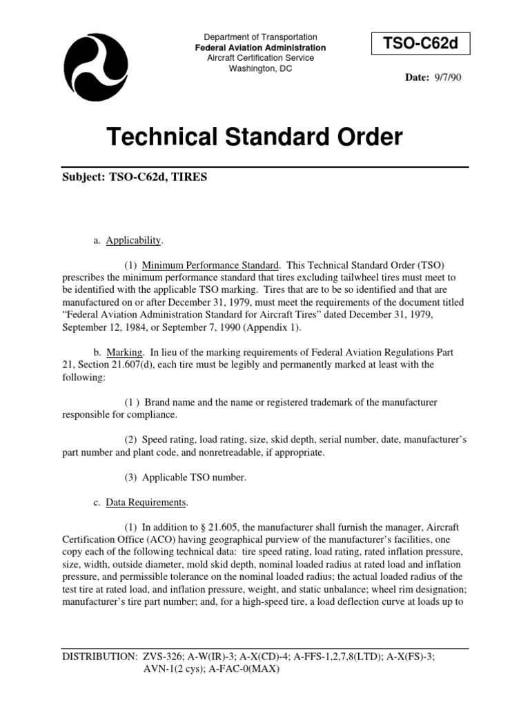 TSO-C62d Tire Standard | PDF | Tire | Takeoff