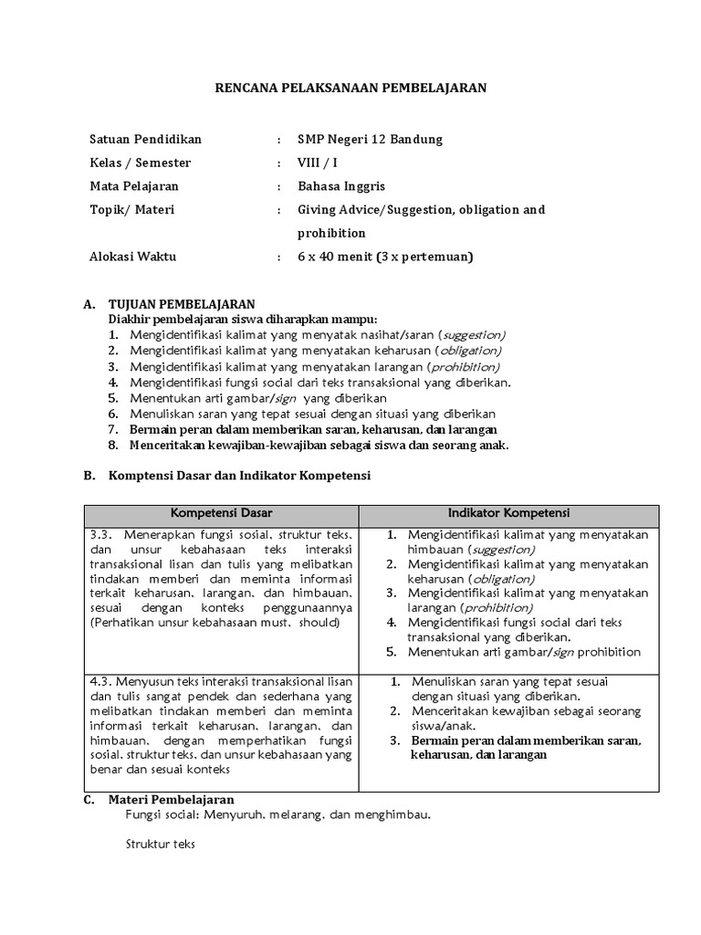 Rpp Bahasa Inggris Smp Kelas 9 Kurikulum 2013 Pdf