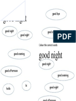 Good Night: Colour The Correct Words Good Bye