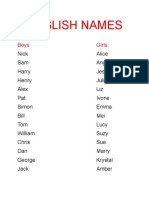 English Names: Boys Girls