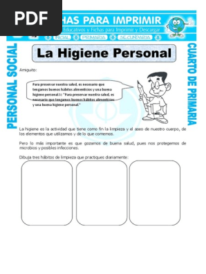 Ficha Higiene Personal Para Cuarto De Primaria