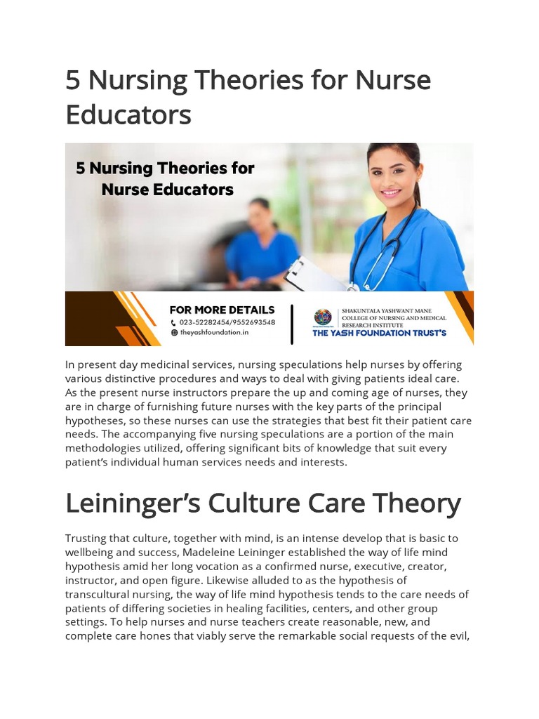 5 Nursing Theories for Nurse Educators Nursing Epistemology