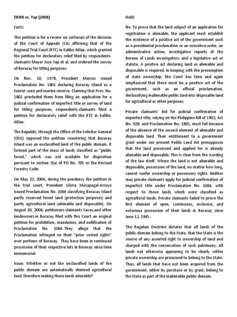 Denr Vs Yap Digest Pdf Government Justice