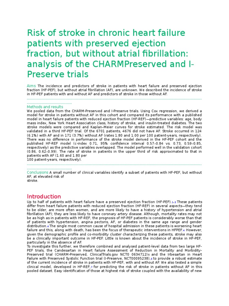 Risk of Stroke in Chronic Heart Failure Patients With Preserved ...