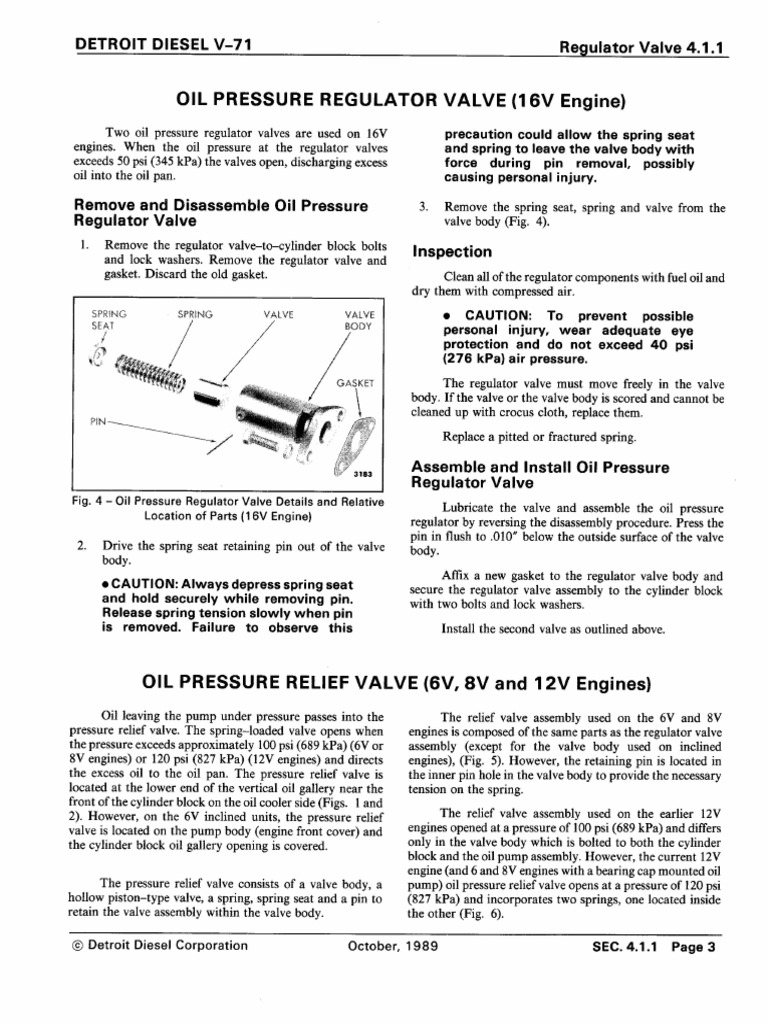 16V71 Oil Pressure Regulator PDF Valve Pressure