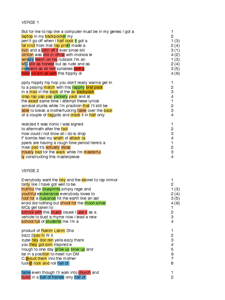 Eminem rhymes things with orange image