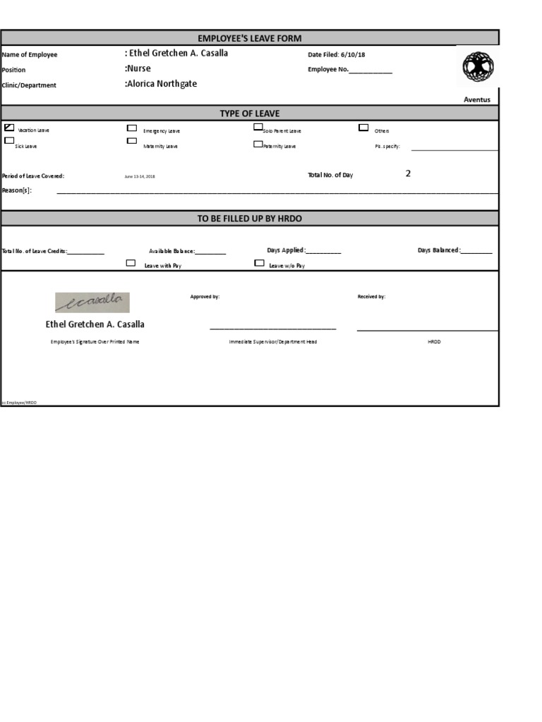Alorica Northgate Leave Form | PDF