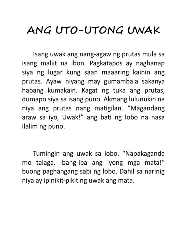 Ang Uto-Utong Uwak | PDF