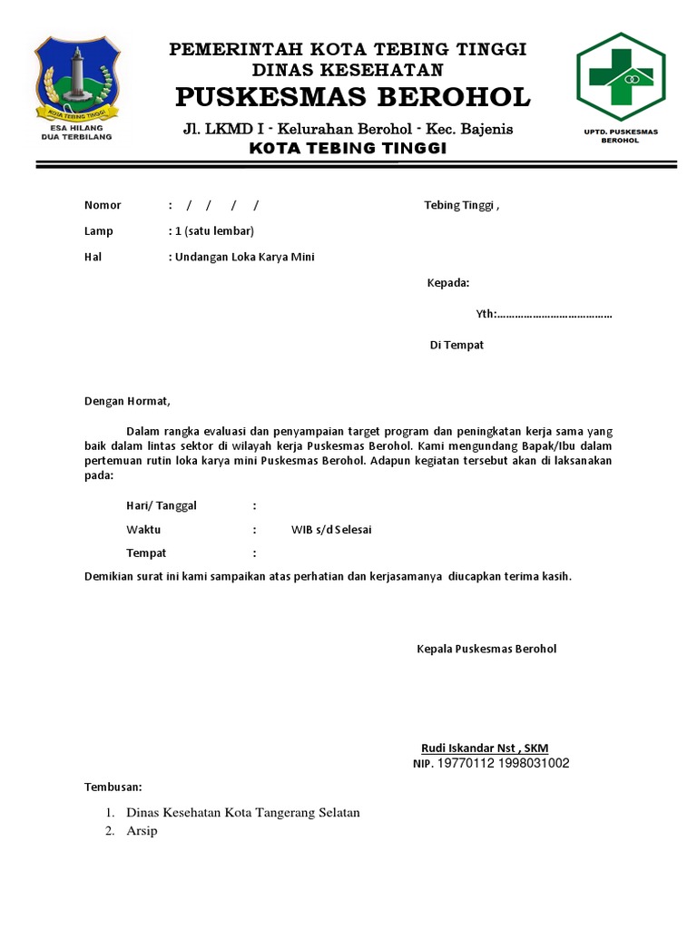 Contoh Surat Undangan Lokmin Puskesmas - SuratMenyurat.net