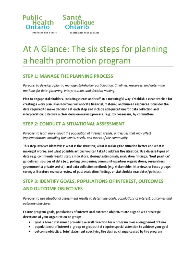 Six Steps Planning Health Promotion Programs 2015 PDF Goal Health