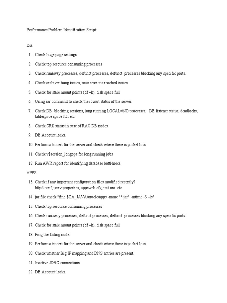 Performance Script | PDF | Computer Data | Oracle Database