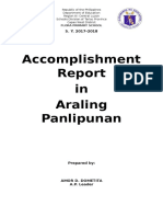 A.p Accomplishment Report in a.p.