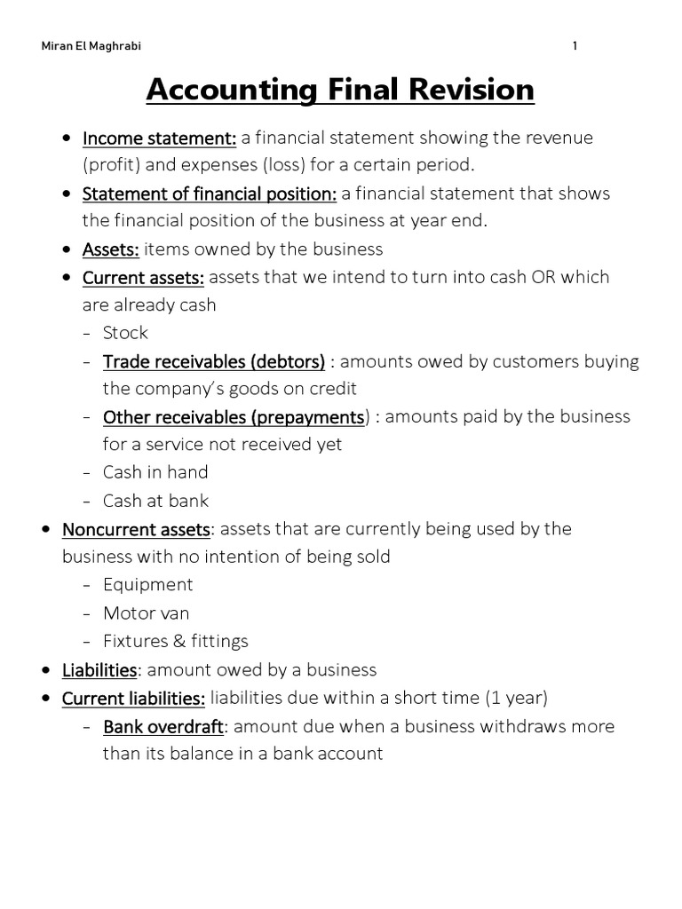 Final Revisions aCCOUNTING | PDF | Debits And Credits | Bookkeeping