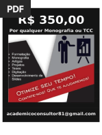 R$350,00  PREÇO DE QUALQUER MONOGRAFIA E TCC 