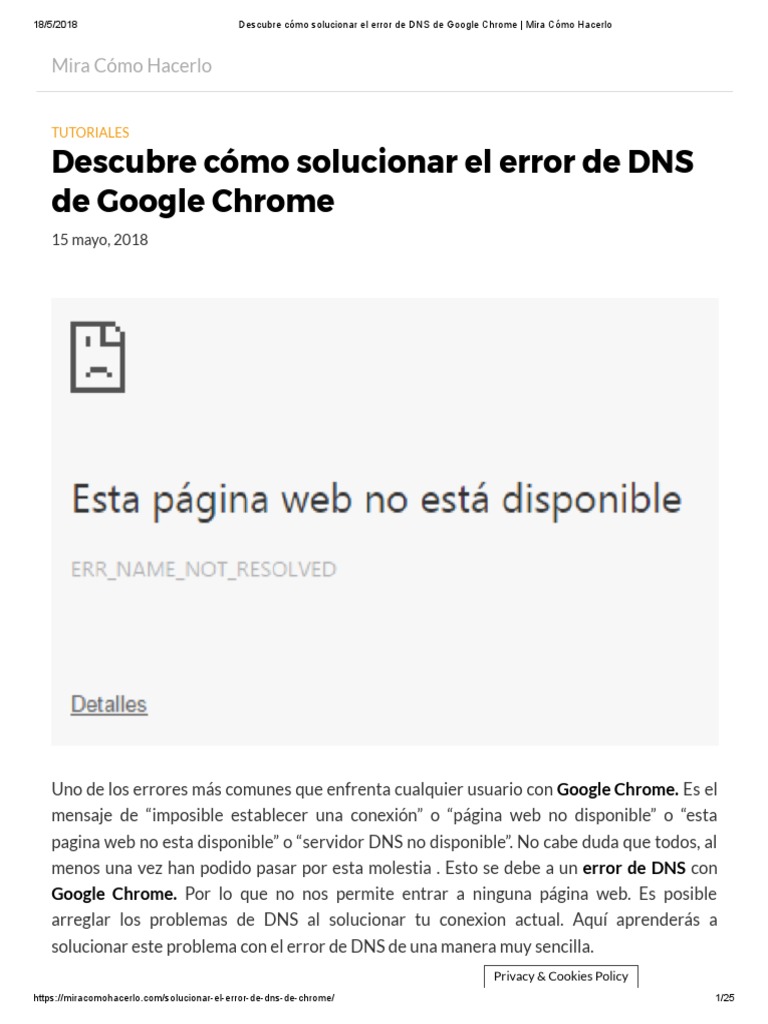 Descubre Cómo Solucionar El Error de DNS de Google Chrome - Mira Cómo ...
