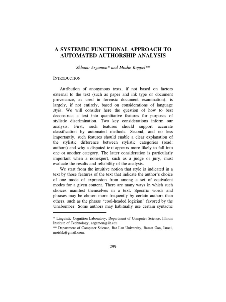 Automated Authorship Analysis Techniques | PDF | Statistical ...
