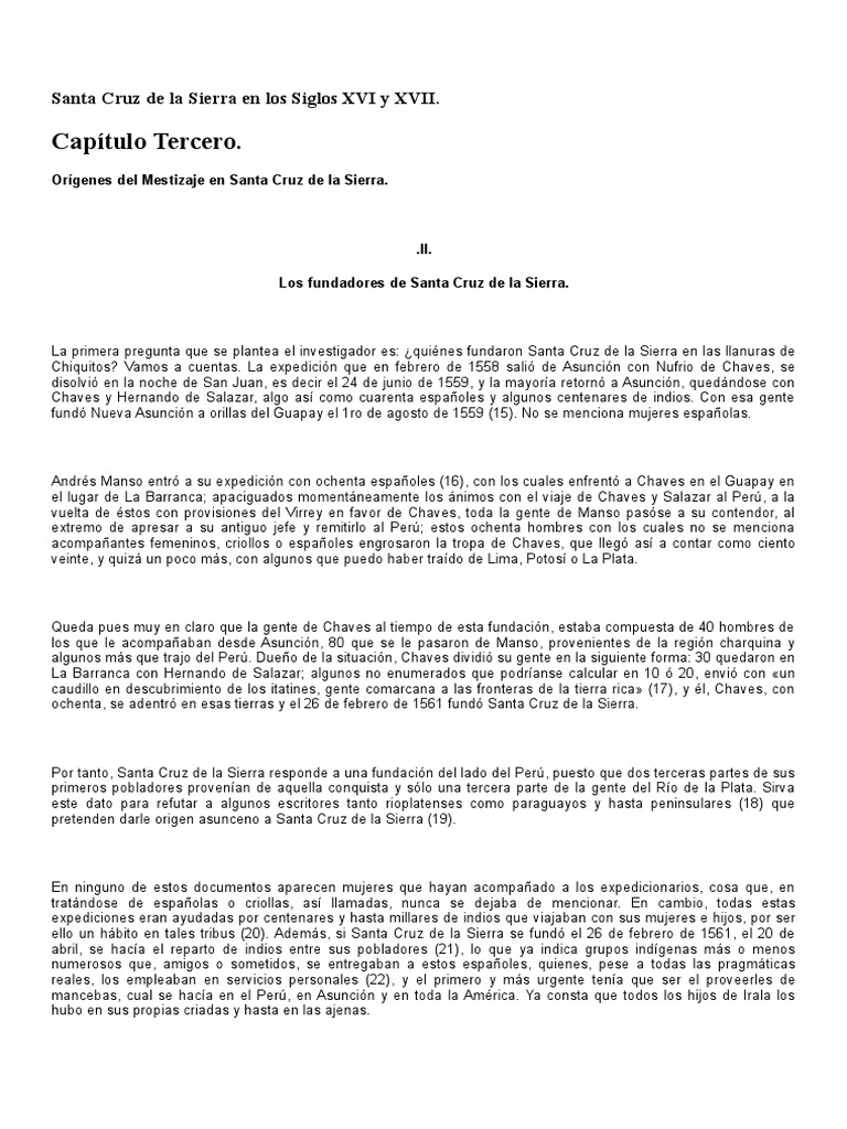 Santa Cruz de La Sierra en Los Siglos XVI y XVII Cochabamba Oruro | PDF ...