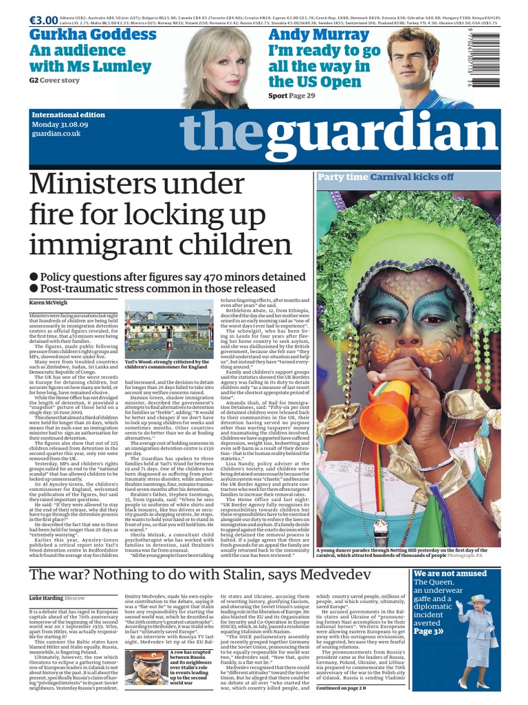 The Guardian International Edition Broadsheet Newspaper August 31 09 Attica Soviet Union World Politics