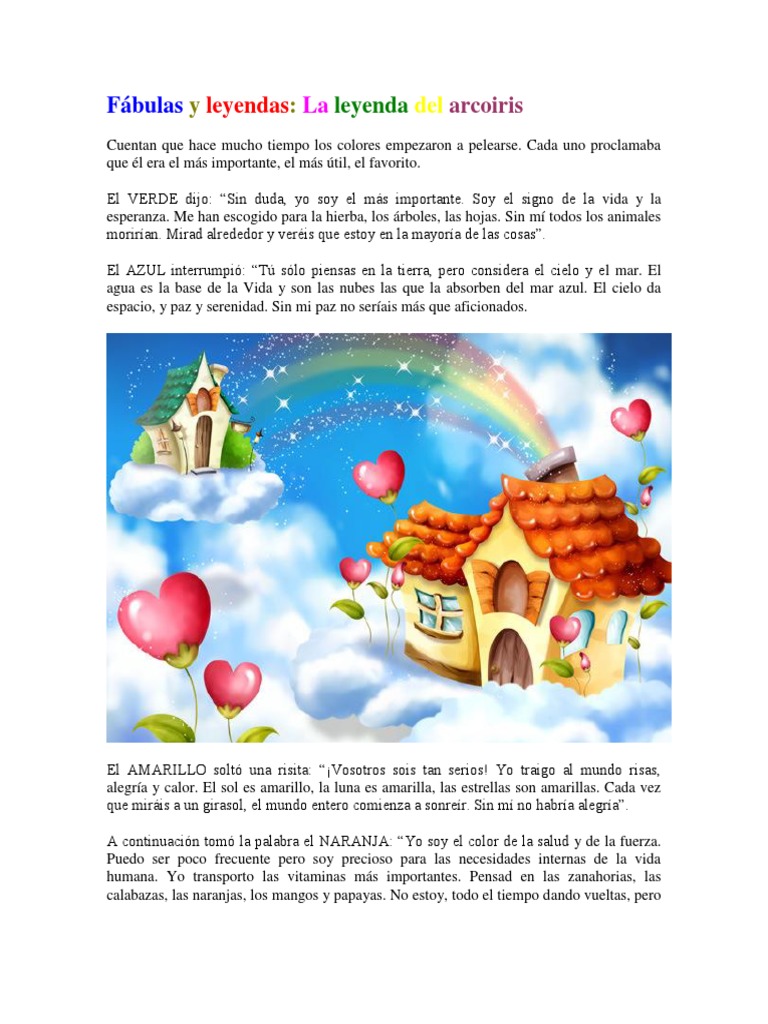 La leyenda del arcoíris para niños | PDF | Cielo | Color