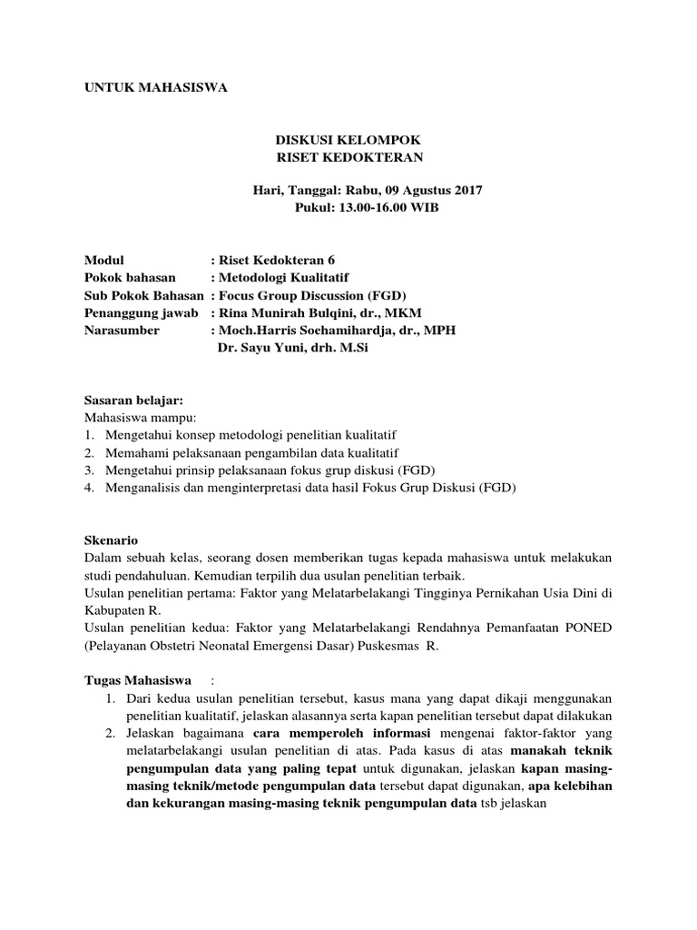 Skenario Fgd Metlit Kuali Untukmahasiswa