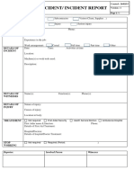 Accident/ Incident Report: Position Outcome Details of Person Involved