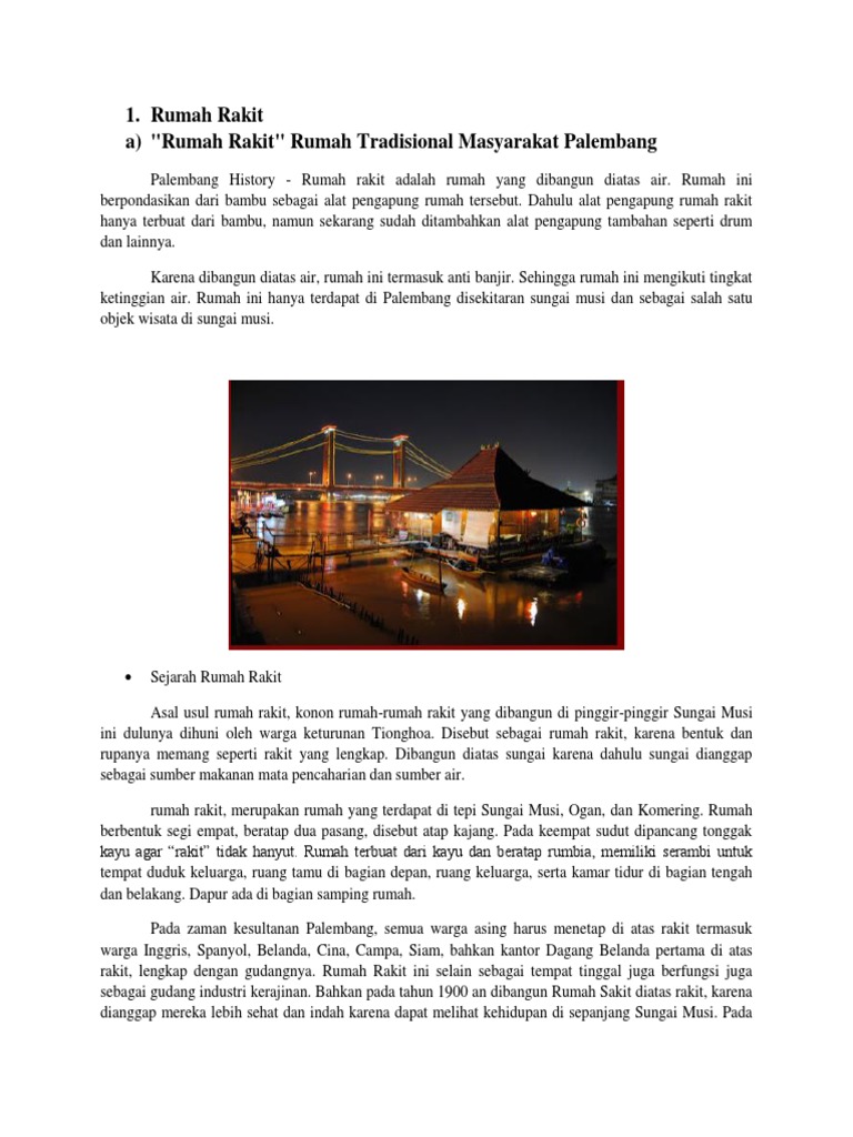 Sejarah dan Fungsi Rumah Rakit Palembang | PDF