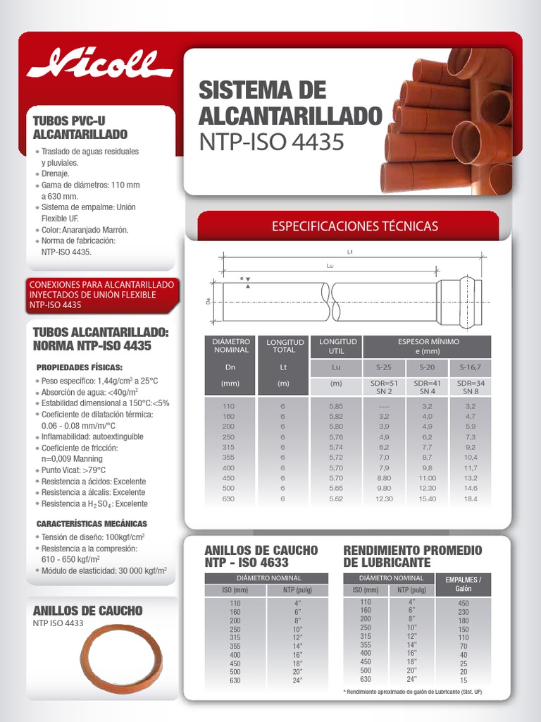 Ficha Técnica Tubos PVC Alcantarillado | PDF | Materiales | Naturaleza
