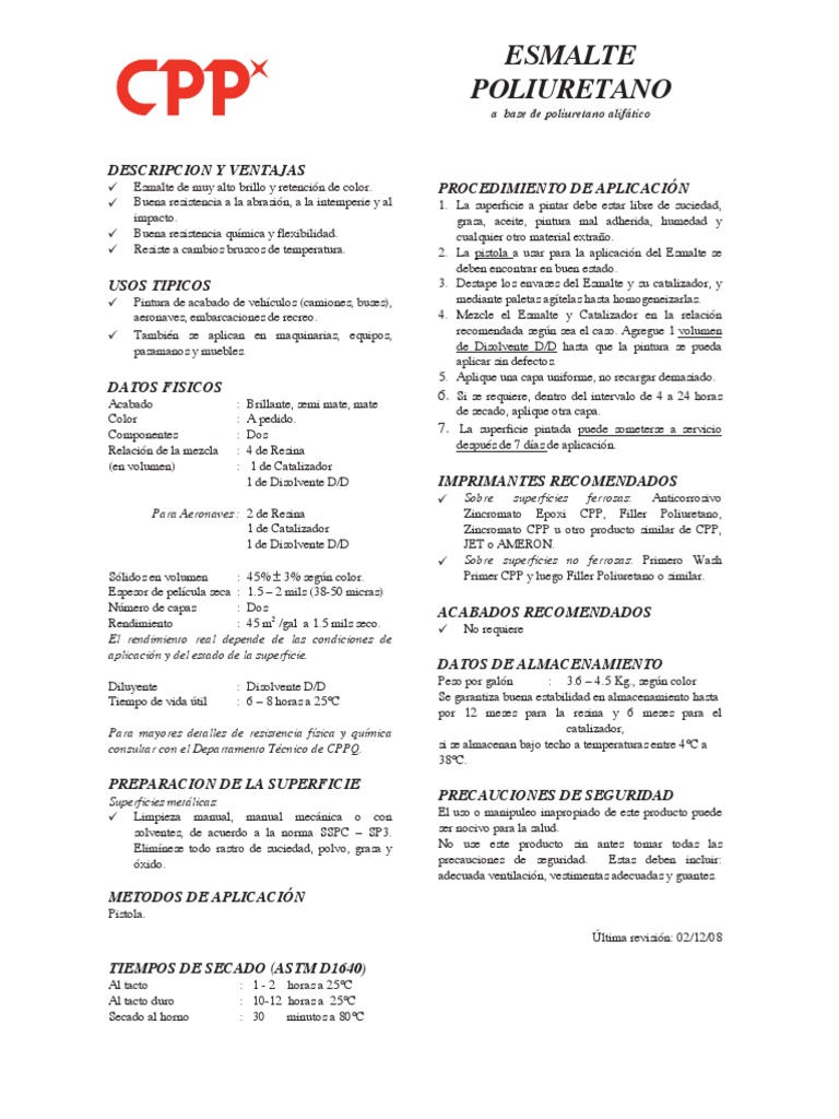 Esmalte Poliuretano CPP PDF | PDF